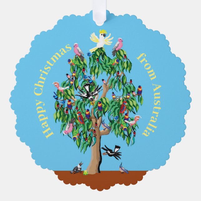 Adorno De Papel Árbol de navidad australiano con aves (Anverso)