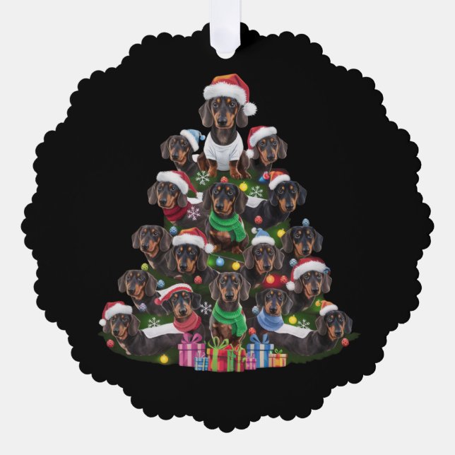 Adorno De Papel Árbol de Navidad de Dachshund (Anverso)