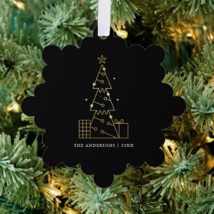 Adorno De Papel Árbol de Navidad oro mínimo negro moderno