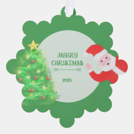 Adorno De Papel árbol de pino moderno de santa navidad fondo verde