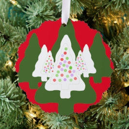 Adorno De Papel Árboles de Navidad verdes y blancos decorados
