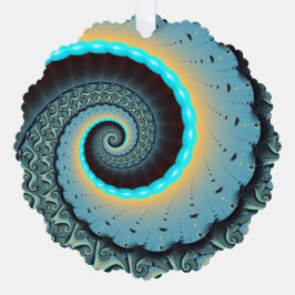 Adorno De Papel Arte en espiral fractal abstracto azul turquesa na