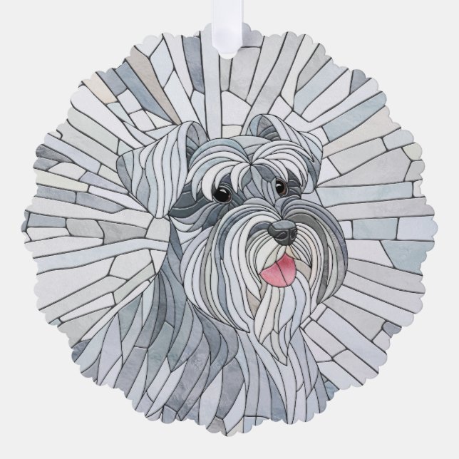 Adorno De Papel Arte en miniatura de Schnauzer Mosaic (Anverso)