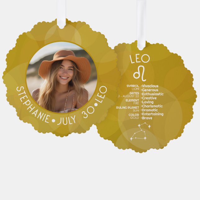 Adorno De Papel Astrología Leo Zodiac Rótulo Personalizado de foto (Anverso/Reverso)