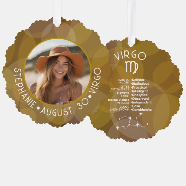 Adorno De Papel Astrología Virgo Rótulo Zodiac Personalizado de fo (Anverso/Reverso)