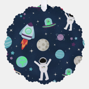 Adorno De Papel Astronautas Planetas Cohetes y Alienígenas