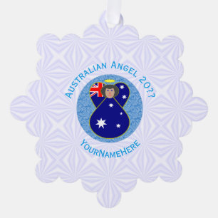 Adorno De Papel Australiano Angel Azul Blanco Personalizado