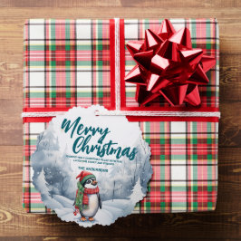 Adorno De Papel Ave divertida pingüino Nevada en el árbol de navid