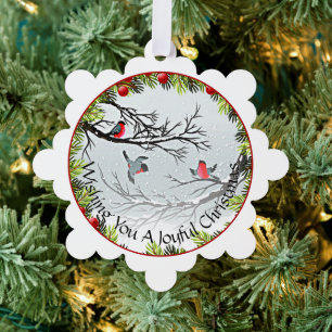 Adorno De Papel Aves Personalizadas En Agujas De Pino De Nieve Bay