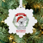 Adorno De Papel Baby Koala Primera Navidad<br><div class="desc">Un Navidad corría y un bebé koala. Primera Navidad</div>