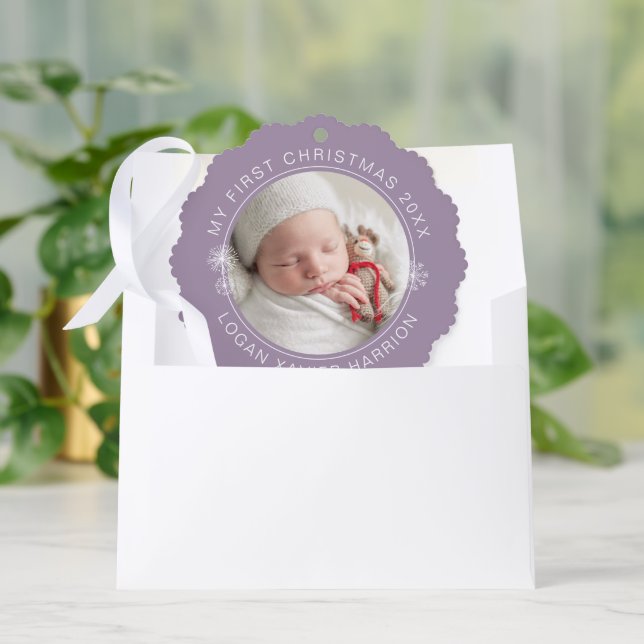 Adorno De Papel Baby's First Christmas Keepsake Photo (Sobre)