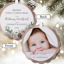Baby's First Christmas Rose Gold Photo Keepsake