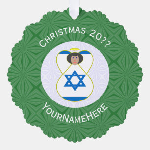 Adorno De Papel Bandera de Navidad Ángel Israel Personalizada