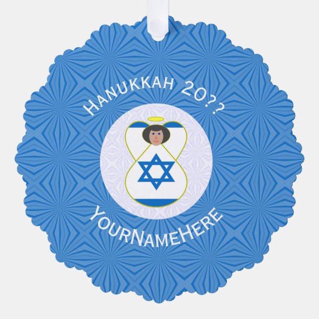 Adorno De Papel Bandera israelí de Angel Hanukkah personalizada (Anverso)