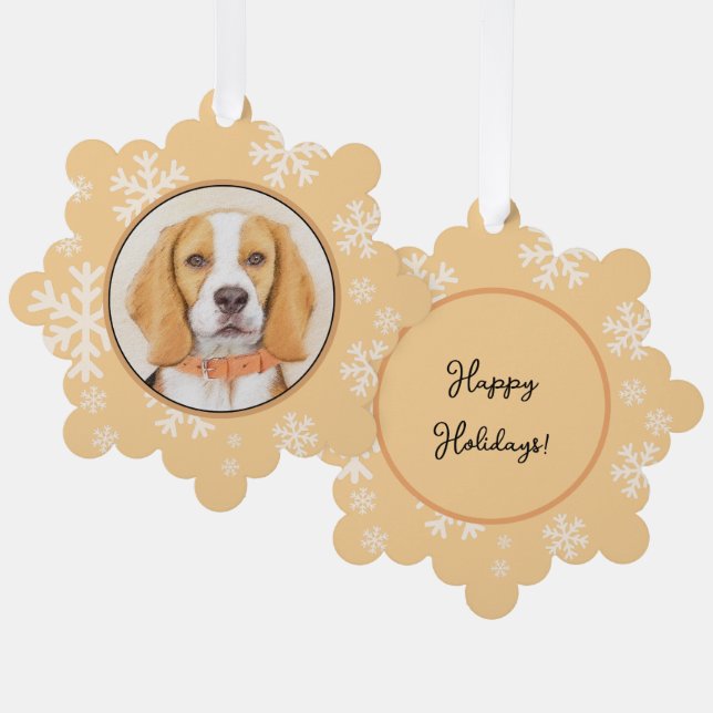 Adorno De Papel Beagle Hound Dog Pintura original de animales (Anverso/Reverso)