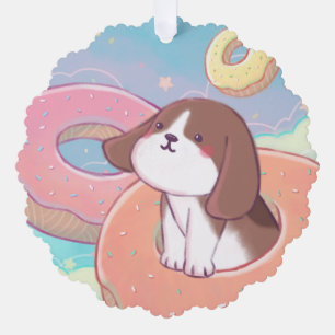 Adorno De Papel Beagle y Donuts