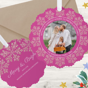 Adorno De Papel Berry Bling con copas de nieve Navidades de fotogr