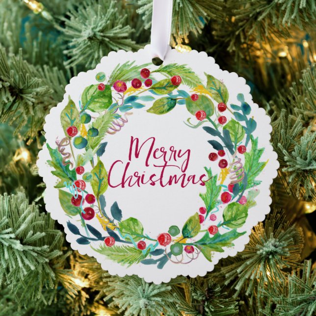 Adorno De Papel Berry Wreath Paper Ornament Card (Insitu (árbol))