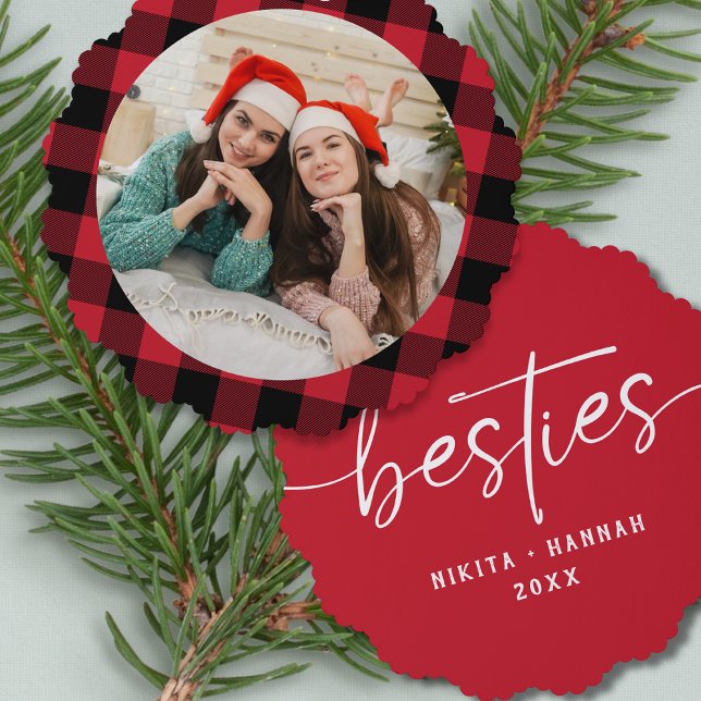 Adorno De Papel Best Friends Besties Christmas Photo Keepsake (Subido por el creador)