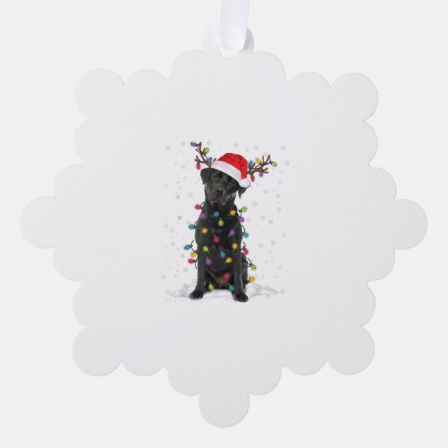 Adorno De Papel Black Lab Labrador Árbol de Navidad Luz Pajama Per (Anverso)