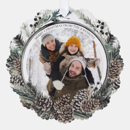 Adorno De Papel Black Winter Pine Merry Christmas Wreath