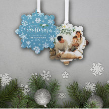 Blue White Holly Snowflakes Fotos navideñas