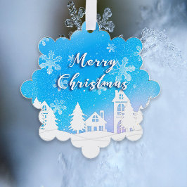 Adorno De Papel Blue Winter Wonderland White Snowhouse Holiday