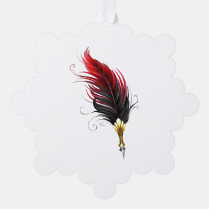 Adorno De Papel Bolígrafo pluma roja con plumilla dorada