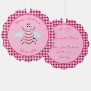 Adorno De Papel Bonito Bebé Rosa Bee Personalizado