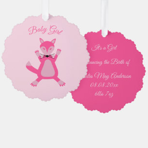 Adorno De Papel Bonito Bebé Rosa Fox Personalizado