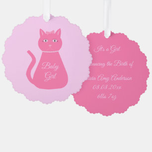 Adorno De Papel Bonito Niña Rosa Personalizado Gato
