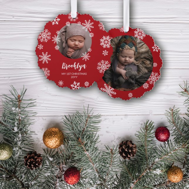 Adorno De Papel Bonito Rojo Nieva a los primeros Navidades del beb (Subido por el creador)