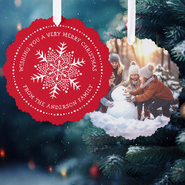 Adorno De Papel Borde de punto de nevado caprichoso rojo