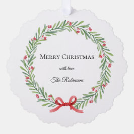 Adorno De Papel Botanical Christmas Wreath Modern Script 