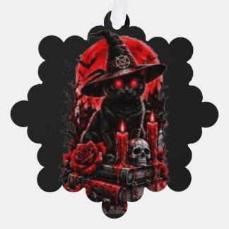 Adorno De Papel Bruja Gótica Gato Negro Vela Calavera Halloween De