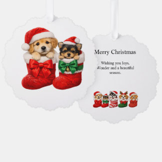 Adorno De Papel Cachorro de Navidad de punto de invierno