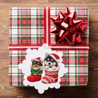 Adorno De Papel Cachorro de Navidad de punto de invierno