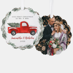 Adorno De Papel Camión Rojo Antiguo de Granja   Primera Navidad Sr