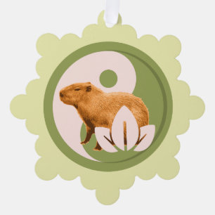 Adorno De Papel Capybara Zen Yin Yang Naturaleza Pacífica