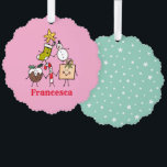 Adorno De Papel Caracteres de Navidades personalizados<br><div class="desc">Esta tarjeta de Navidades personalizada incluye la "tripulación de Navidad". Un grupo de lindos personajes de Navidades pequeños que adoran divertirse y hacer travesuras a los Navidades. El equipo incluye a Snowman,  Navidades Stocking,  Star,  Navidades Pudding,  Present y Candy Cane.</div>