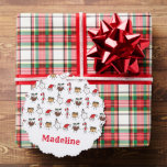 Adorno De Papel Caracteres de Navidades personalizados<br><div class="desc">Esta tarjeta de Navidades personalizada incluye la "tripulación de Navidad". Un grupo de lindos personajes de Navidades pequeños que adoran divertirse y hacer travesuras a los Navidades. El equipo incluye a Snowman,  Star,  Mince Pie,  Present y Santa Hat.</div>