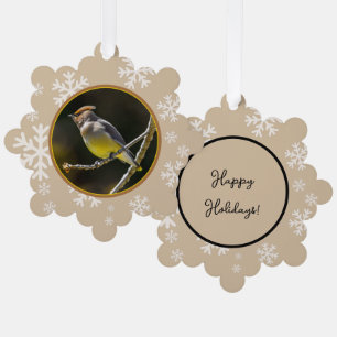 Adorno De Papel Cedar Waxwing Songbird Foto original de ave silves