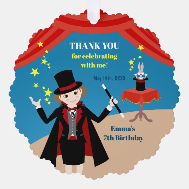 Adorno De Papel Chica mago muestra fiesta de cumpleaños (Anverso)