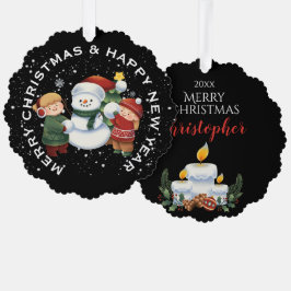 Adorno De Papel CHICO y CHICA con SNOWMAN , NAVIDADES PERSONALIZAD