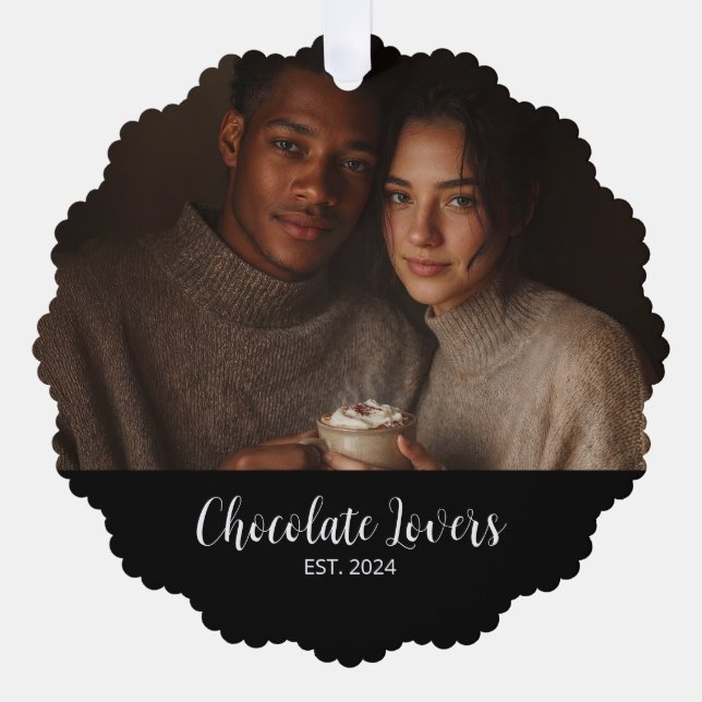 Adorno De Papel Chocolate Lovers Couple Established Photo Gift (Anverso)