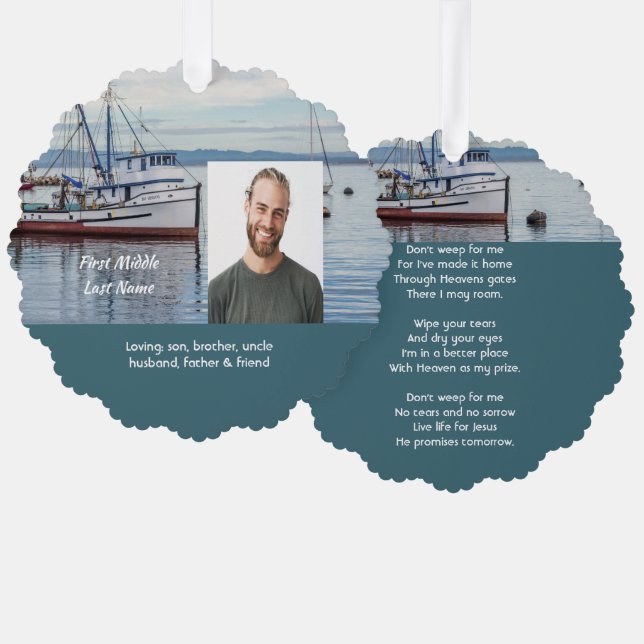 Adorno De Papel Christian Memorial Keepsake Commercial Fisherman (Anverso/Reverso)