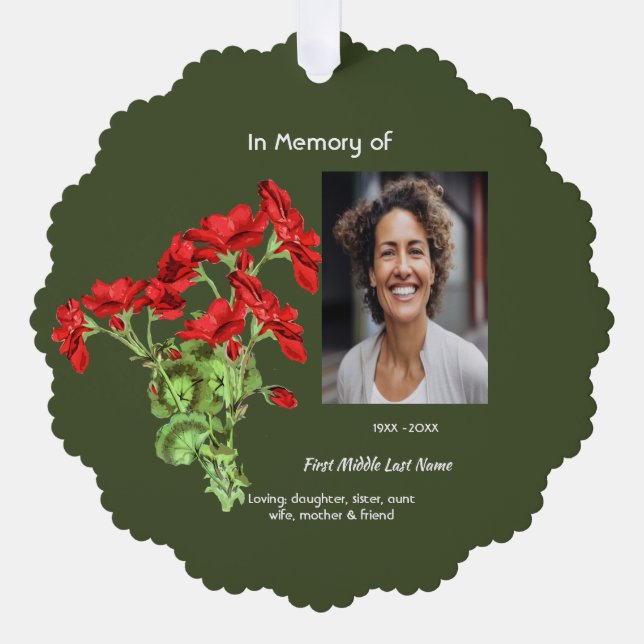 Adorno De Papel Christian Memorial Keepsake Geranium Flower (Anverso)