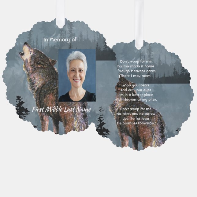 Adorno De Papel Christian Memorial Keepsake Howling Wolf Art (Anverso/Reverso)