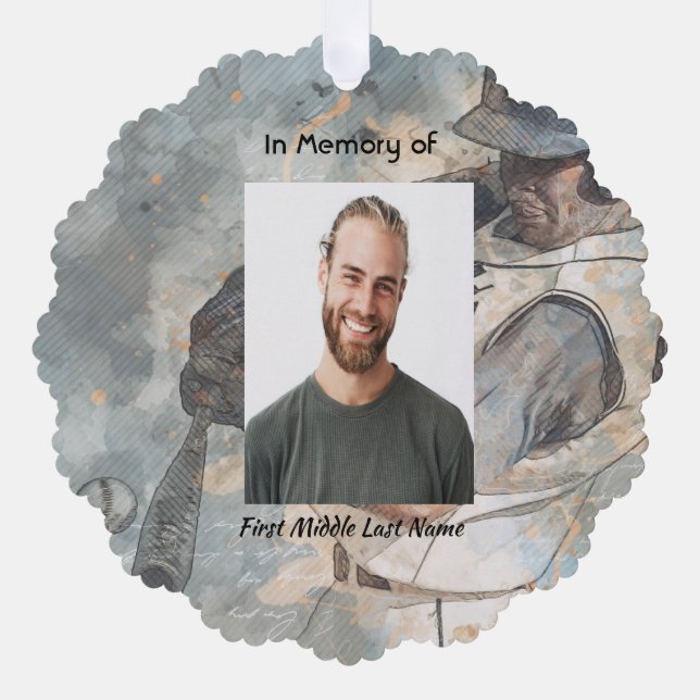 Adorno De Papel Christian  Memorial Memory Card Baseball Sport (Anverso)