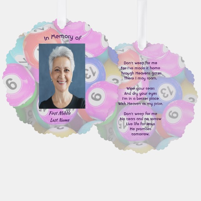 Adorno De Papel Christian Memorial Photo Keepsake Bingo Game (Anverso/Reverso)